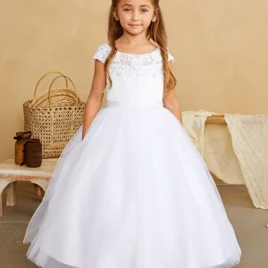 Flower Girl Dress with Illusion Boat Neckline by TIPTOP KIDS - AS5842