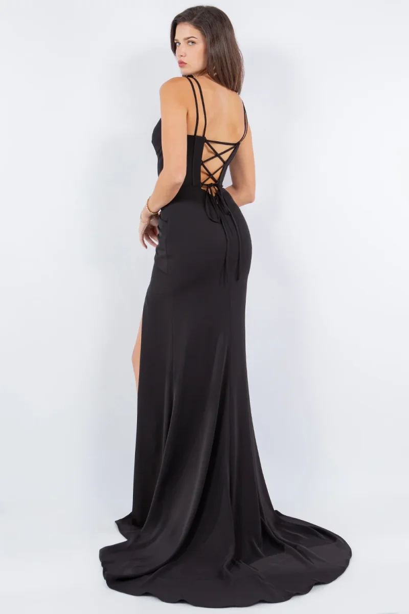 Fitted Sleeveless Corset Slit Party Dress by Cinderella Couture USA AS8091J - Bild 4