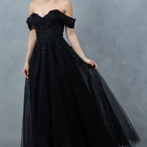 Off Shoulder Embroider A-Line Gown by Cinderella Couture USA AS8152J