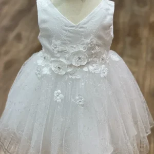 3D Flower Lace Satin Baby Dress by Cinderella Couture USA AS9140B