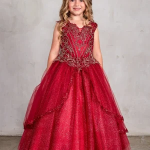 Girl Dress with Metallic Corded Lace Bodice by TIPTOP KIDS - AS7028