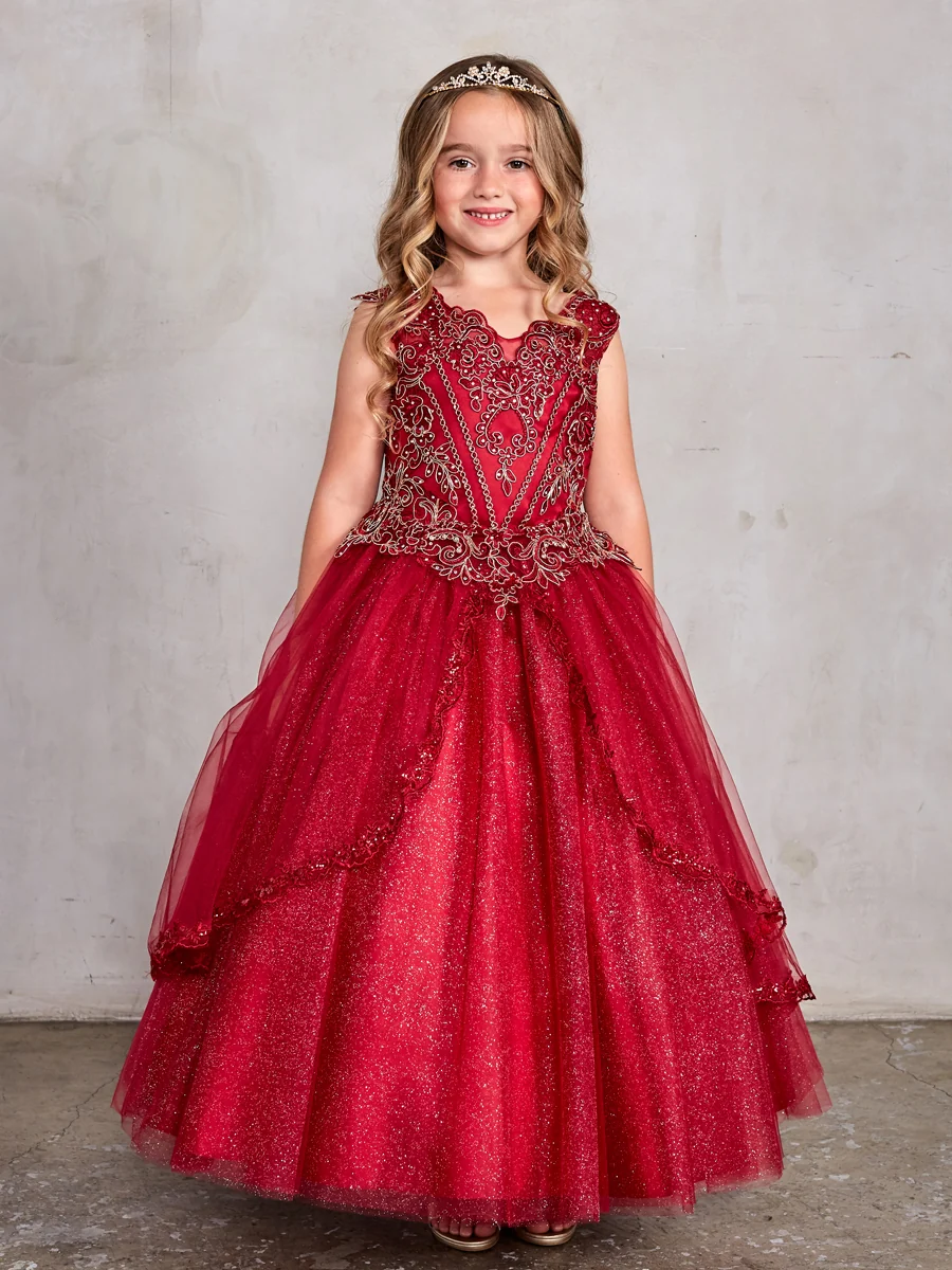 Girl Dress with Metallic Corded Lace Bodice by TIPTOP KIDS - AS7028