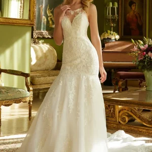 Illusion V-Neckline Mermaid Women Bridal Dress by GLS by Gloria - GL3536