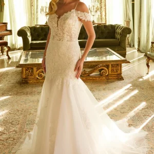 Sequin Off Shoulder Strap Women Bridal Dress by GLS by Gloria - GL3537