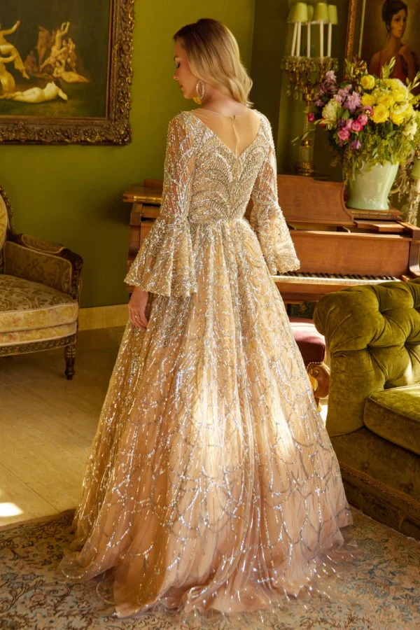 Embellished Illusion V-Neck Women Formal Dress by GLS by Gloria - GL3582 - Special Occasion/Curves - Bild 3