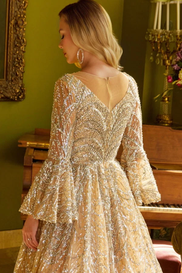 Embellished Illusion V-Neck Women Formal Dress by GLS by Gloria - GL3582 - Special Occasion/Curves - Bild 5