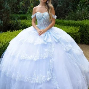 Sequin Off Shoulder Sweetheart Neckline Quinceanera Dress by GLS by Gloria - GL3612