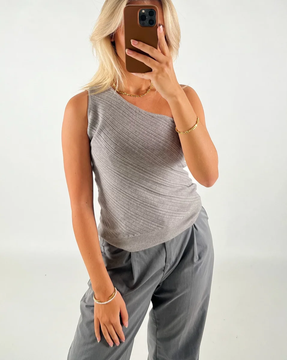 IMA one shoulder top, grå