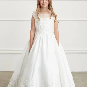 Flower Girl Dress with Illusion Neckline Lace Bodice Dress by TIPTOP KIDS - AS5828