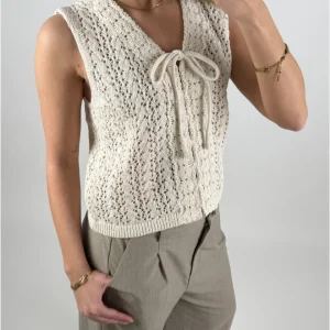 JOLIN sticka topp, beige
