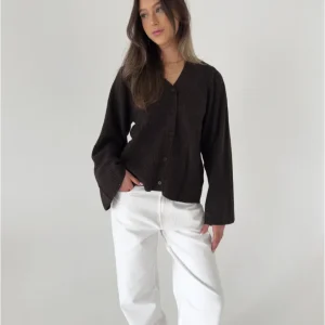 LUCY långärmad sticka cardigan, brun
