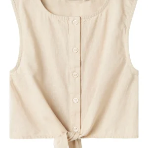 Skjortblus Falinnen M Linnestruktur Enfärgad Beige