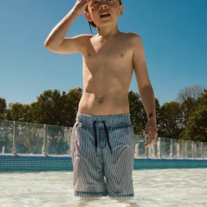 Badshorts Zackary Randiga Blå/Vit