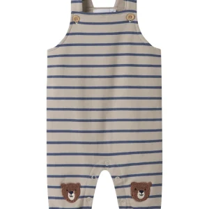Hängselbyxa Nalle Daddel Randig Beige
