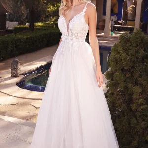 Blommig glitter spets bodice A-line klänning från Cinderella Divine - CB072W