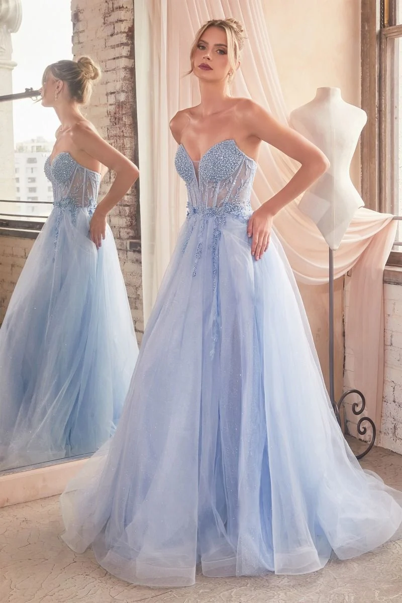 Strapless Layered Tulle Leg Slit Gown by Cinderella Divine CD0230 - Special Occasion/Curves - Bild 8