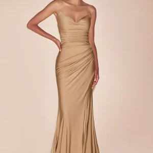 Strapless Pointed V-Neckline Gown by Cinderella Divine CD791 - Special Occasion