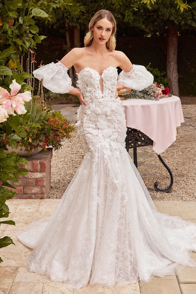 Lace & Tulle Strapless Mermaid Bridal Gown by Ladivine - CDS434W - Bild 3