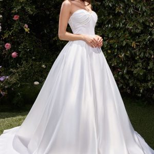Strapless Sweetheart Neckline A-Line Gown by Cinderella Divine CDS512W