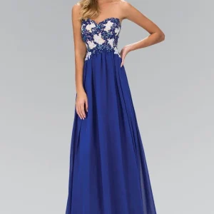 Elizabeth K - GL2050 - Embroidery Strapless Sweetheart Neck Dress