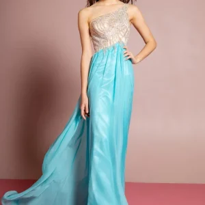 Embellished One Shoulder A-Line Dress by Elizabeth K - GL2094