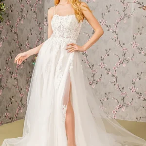 Embroidery Straight Across Neckline Women Bridal Dress by GLS by Gloria - GL3417 - Special Occasion/Curves