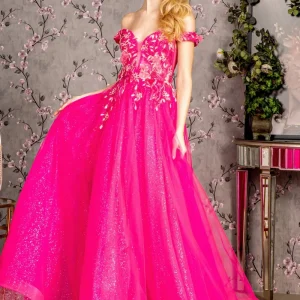 3D Flower Off Shoulder A-Line Women Formal Dress by GLS by Gloria - GL3443 - Special Occasion/Curves