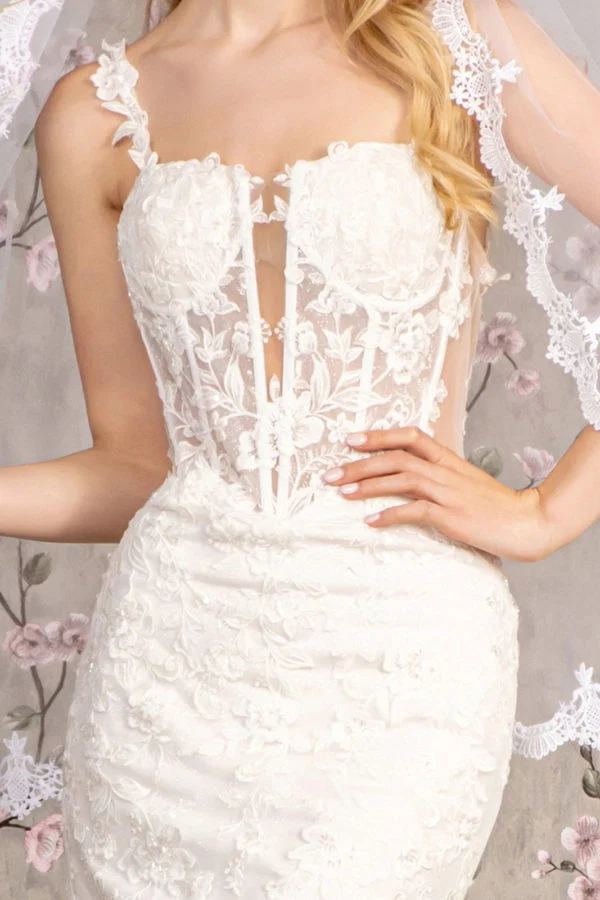 Embroidery Straight Across Neck Mermaid Women Bridal Dress by GLS by Gloria - GL3478 - Special Occasion/Curves - Bild 5