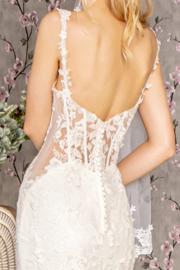 Embroidery Straight Across Neck Mermaid Women Bridal Dress by GLS by Gloria - GL3478 - Special Occasion/Curves - Bild 6
