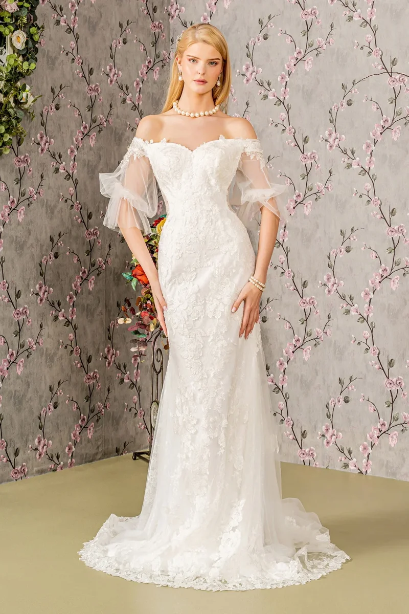 Floral Embroidery Mermaid Women Bridal Dress by GLS by Gloria - GL3479 - Special Occasion/Curves - Bild 2