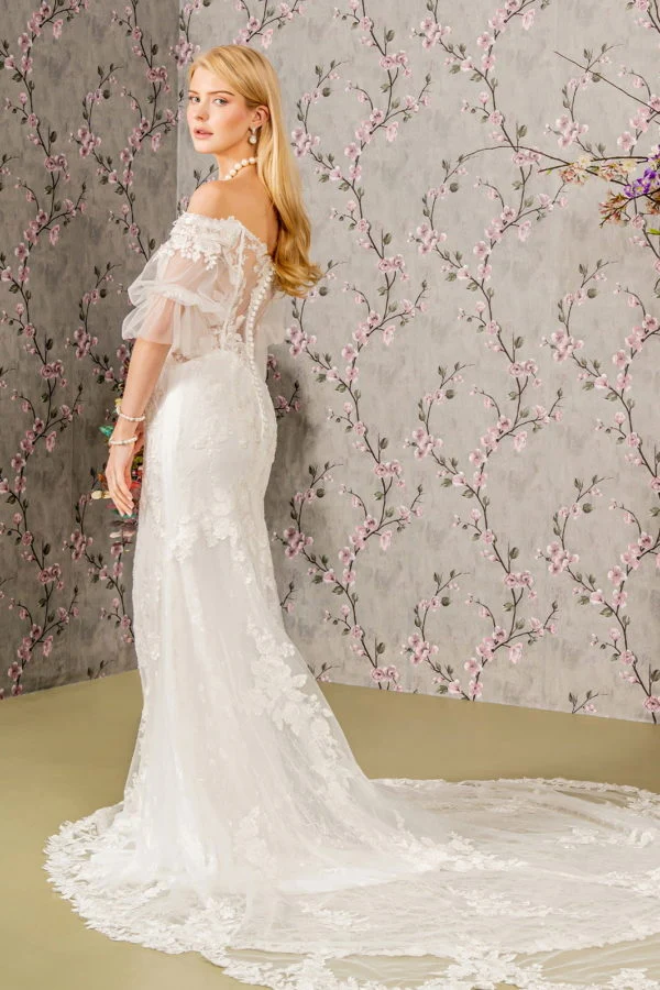 Floral Embroidery Mermaid Women Bridal Dress by GLS by Gloria - GL3479 - Special Occasion/Curves - Bild 3