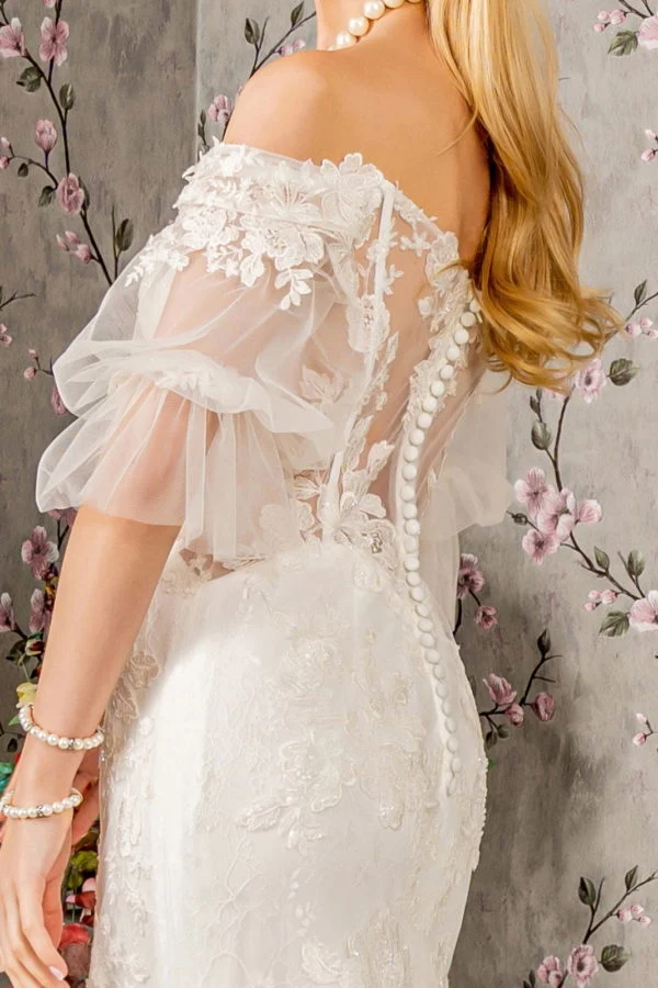 Floral Embroidery Mermaid Women Bridal Dress by GLS by Gloria - GL3479 - Special Occasion/Curves - Bild 6