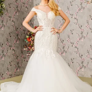 Embroidery Off Shoulder Trumpet Women Bridal Dress by GLS by Gloria - GL3490 - Special Occasion/Curves