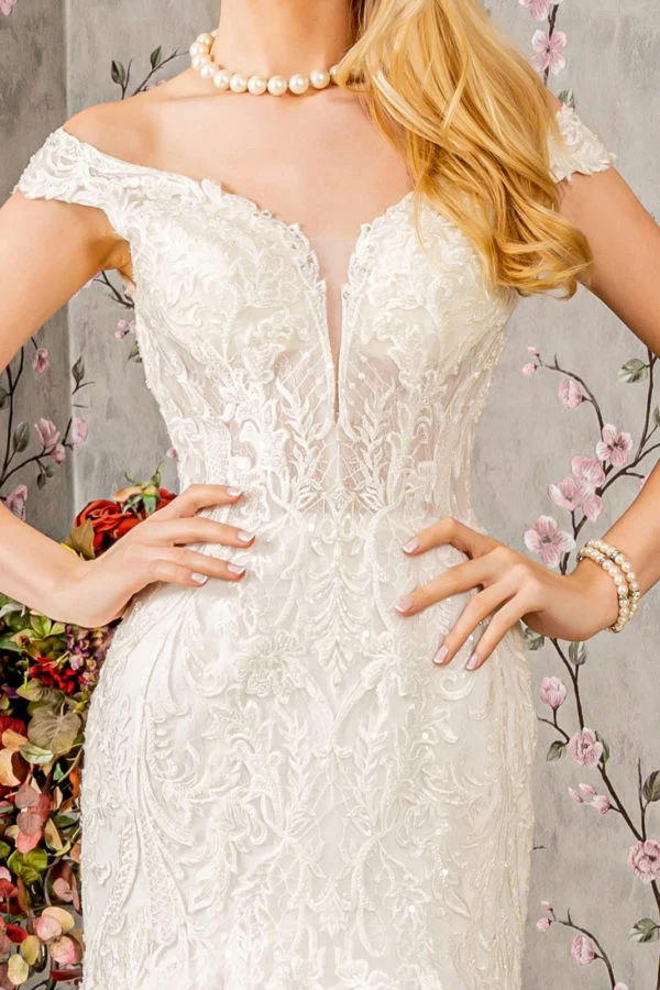 Embroidery Off Shoulder Trumpet Women Bridal Dress by GLS by Gloria - GL3490 - Special Occasion/Curves - Bild 4
