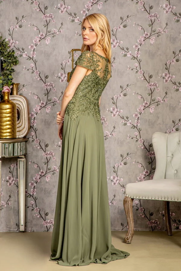 Embroidery Cap Sleeve A-Line Women Formal Dress by GLS by Gloria - GL3491 - Special Occasion/Curves - Bild 3