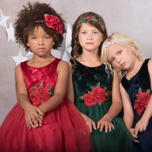 Velvet Rose Patch Girl Party Dress by AS396 Kids Dream - Girl Formal Dresses