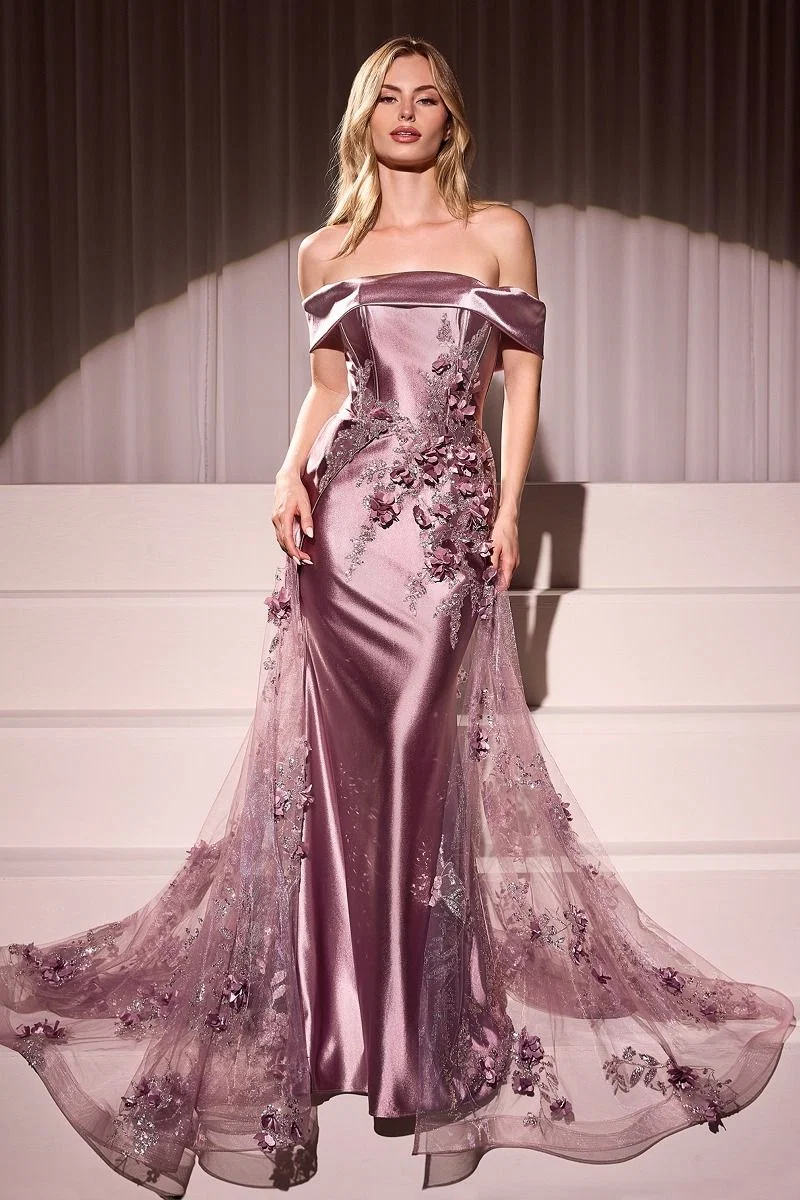 Embellished Off The Shoulder Neckline Gown By Ladivine J876 - Women Evening Formal Gown - Special Occasion/Curves - Bild 2