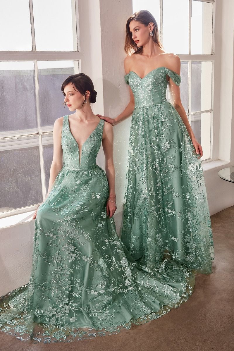 Glitter Off Shoulder A-Line Gown By Amoris T607 - Women Evening Formal Gown - Special Occasion - Bild 3