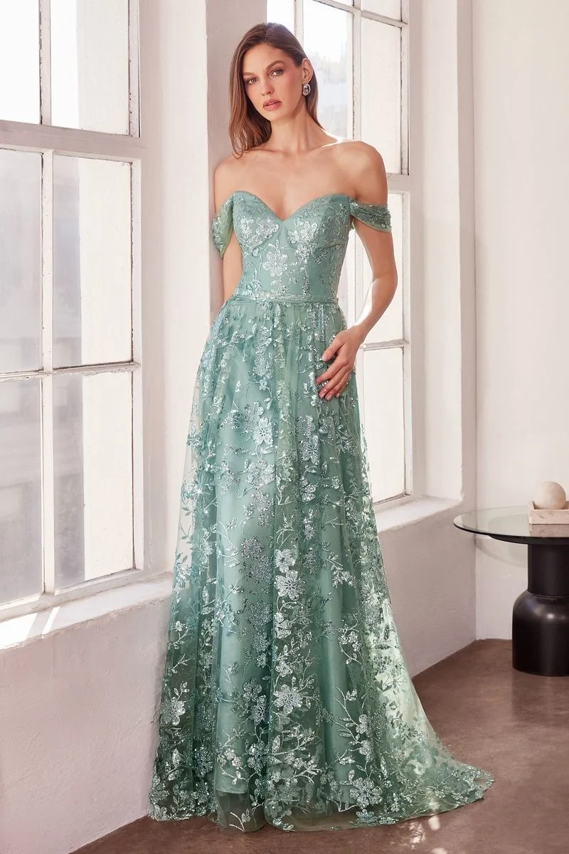 Glitter Off Shoulder A-Line Gown By Amoris T607 - Women Evening Formal Gown - Special Occasion - Bild 4