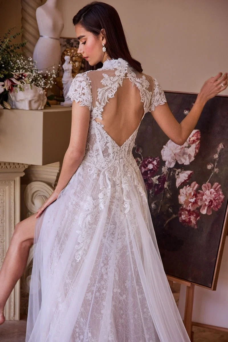 Lace & Tulle Halter Neckline Bridal Gown by Andrea & Leo Couture WL035 - Special Occasion - Bild 4