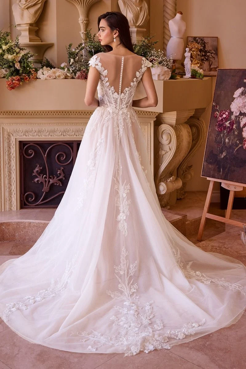 Illusion Neckline Layered Tulle Bridal Gown by Andrea & Leo Couture WL038 - Special Occasion - Bild 3