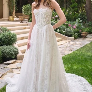 Scoop Neckline A-Line Bridal Gown by Andrea & Leo Couture WL069